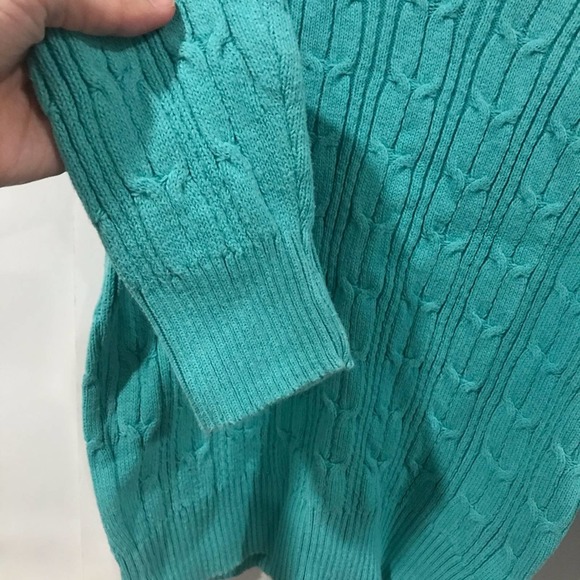 St. John's Bay Knitting Sweater V-Neck Teal Blue PS - Picture 4 of 9